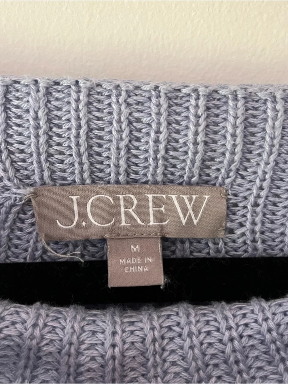 J. Crew Ribbed Slouchy Linen Sweater Medium Blue Fisherman Preppy New England